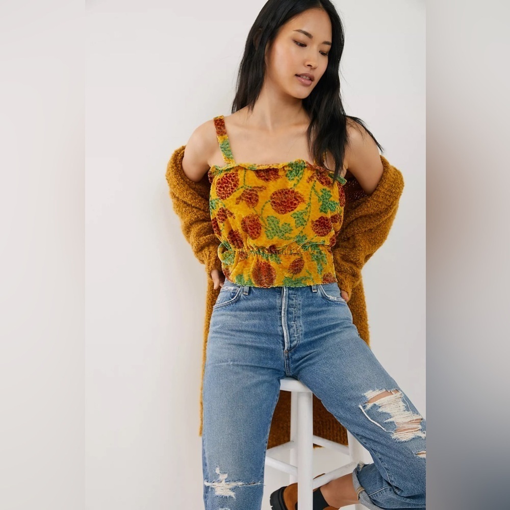 NWOT Anthropologie Felipa Cropped Velvet Top